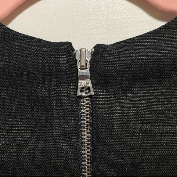 Veronica Beard Black Linen Mini Dress with Removable Swiss Dot Sleeves - Picture 10 of 14